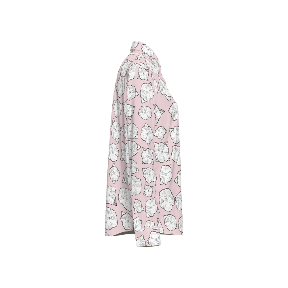 Elegant Poppy Pink Women’s Button-Up Shirt – Silky Touch, Eco-Friendly Fabric
