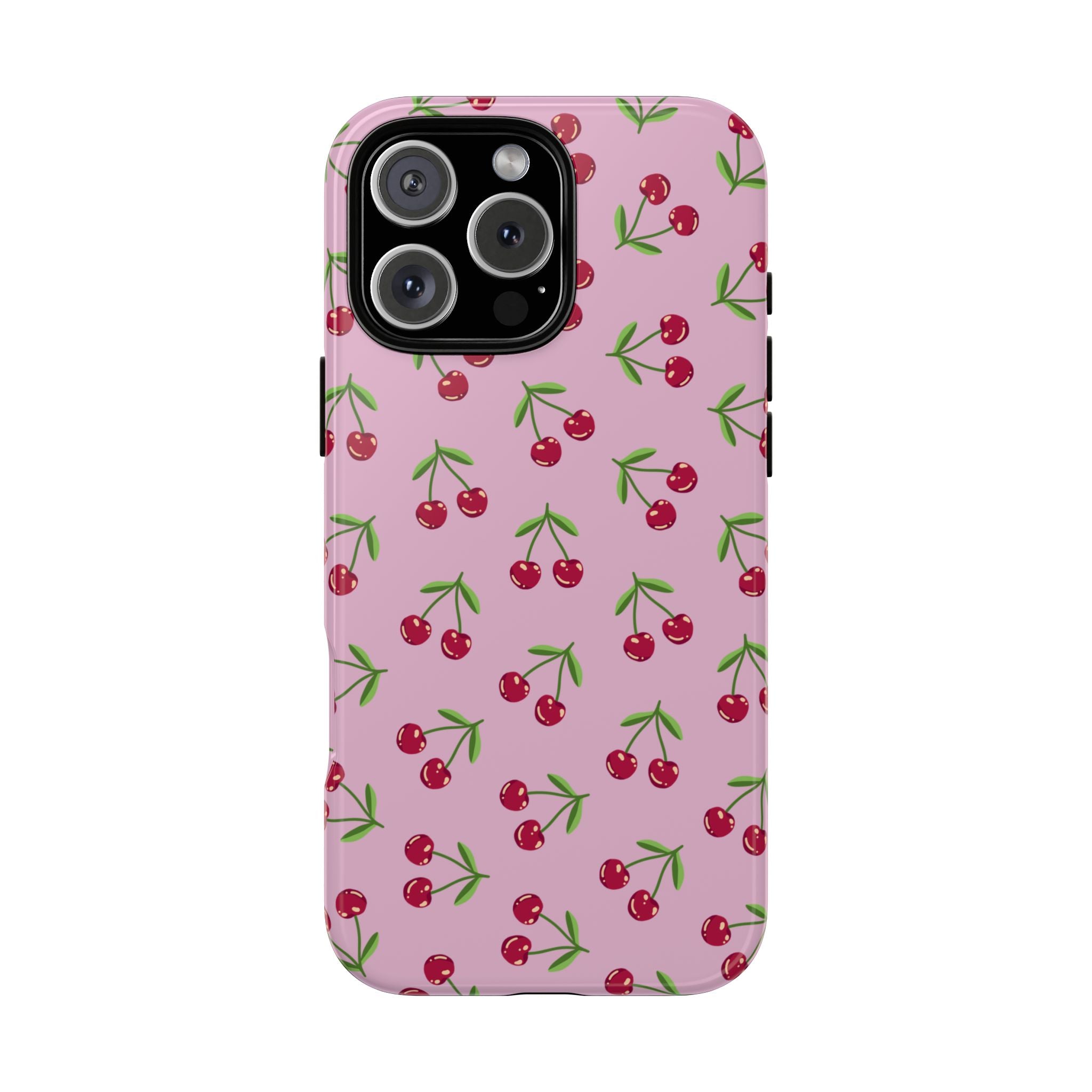 iPhone Cherry Pattern Phone Cases, Floral Tough Cover, Protective Smartphone Shell, Hard Case Gift for Her, Pretty Device Accessories