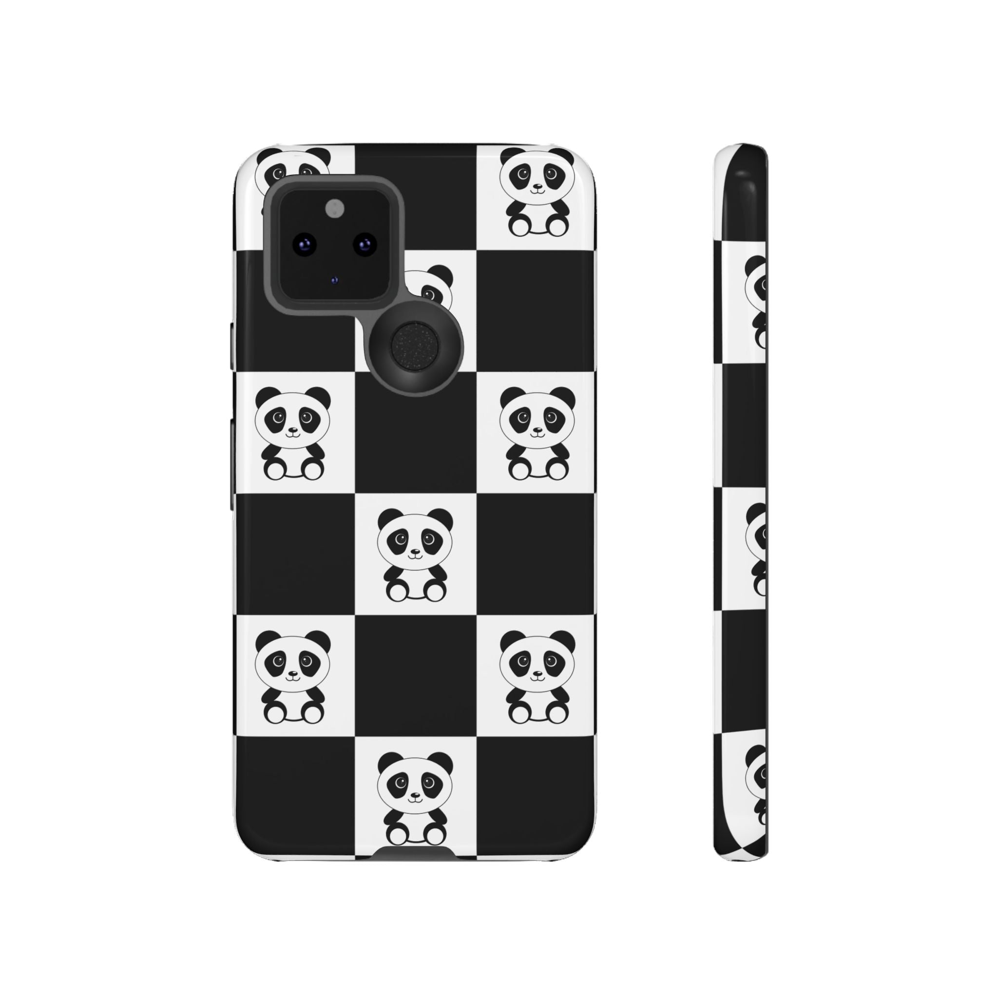 Panda Chessboard Tough Cases, Cute Panda Phone Covers, Chess Pattern iPhone Case, Board Games Phone Accessories, Animal Lover Tech