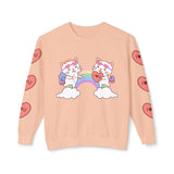 Cupido Cat Rainbow Sweatshirt, Lightweight Crewneck Jumper, Heart Love Gift, I Love You Clothing