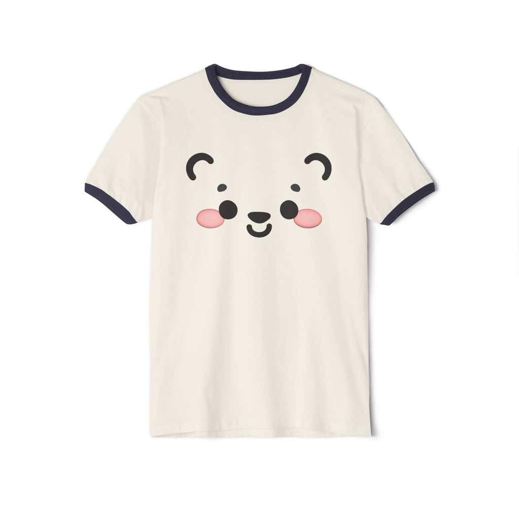 Kawaii Bear Face Cotton Ringer T-Shirt | Blush Bear Ringer Tee