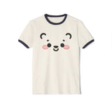 Kawaii Bear Face Cotton Ringer T-Shirt | Blush Bear Ringer Tee