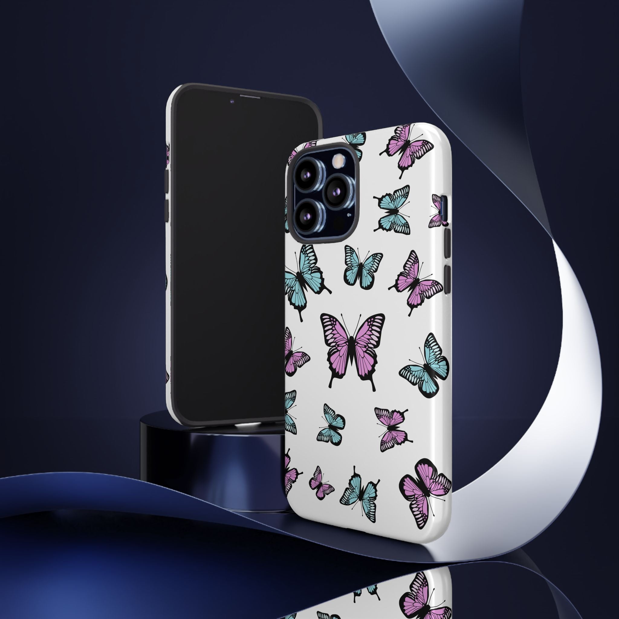 Butterfly Pattern White Background Phone Cases, Protective Cover, Strong Cases, Impact Resistant, Floral Design, Unique Gifts