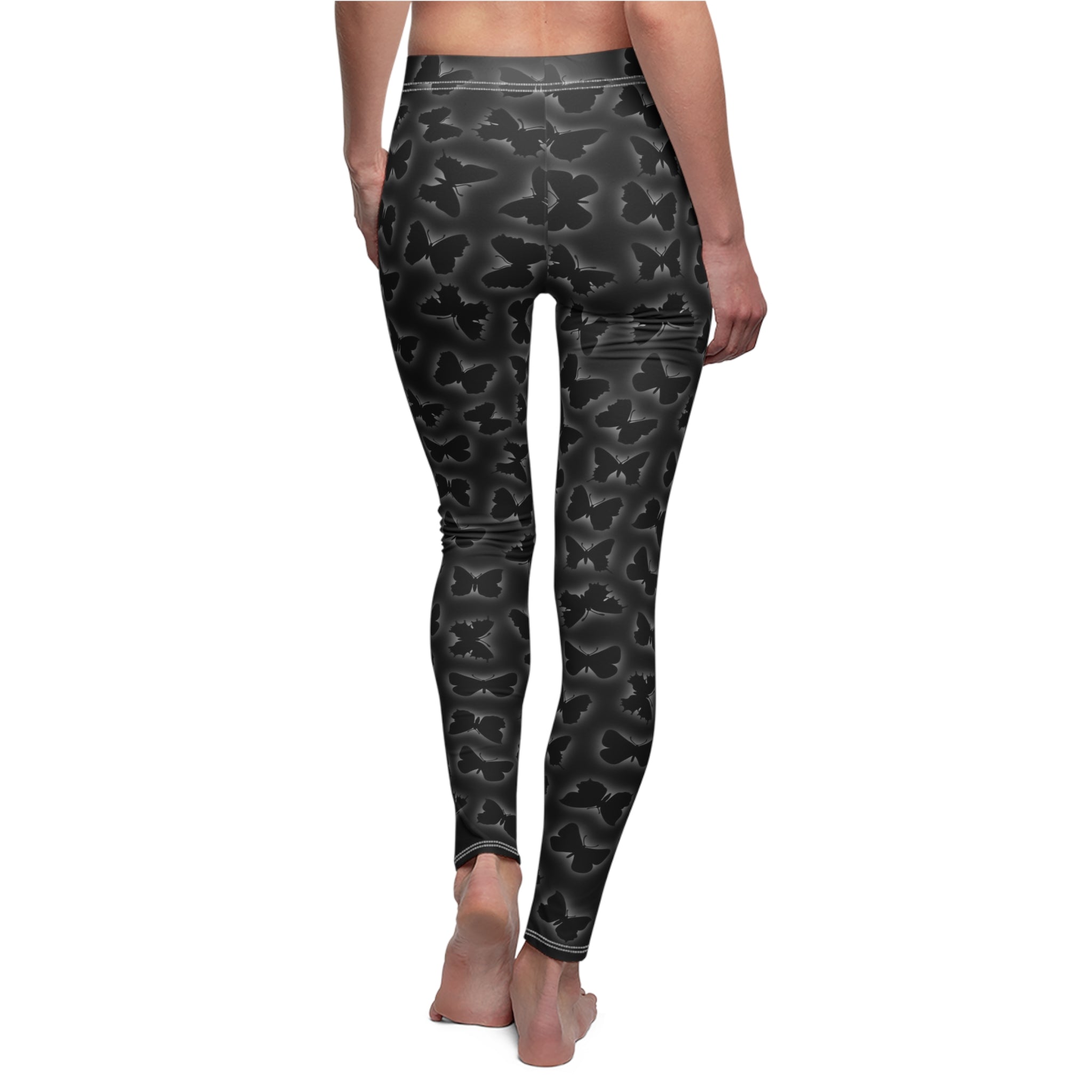 Glowing Butterflies Leggings, Women's Casual Pants, Yoga Tights, Stretchy Workout Bottoms, Butterfly Print Leggings