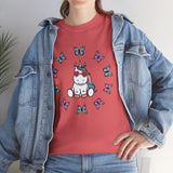 Kawaii Unicorn Butterflies Tee, Unicorn Lover Shirt, Cute Magical Animal Top, Fantasy Graphic Tee, Animal Lover Gift, Casual Cotton T-Shirt