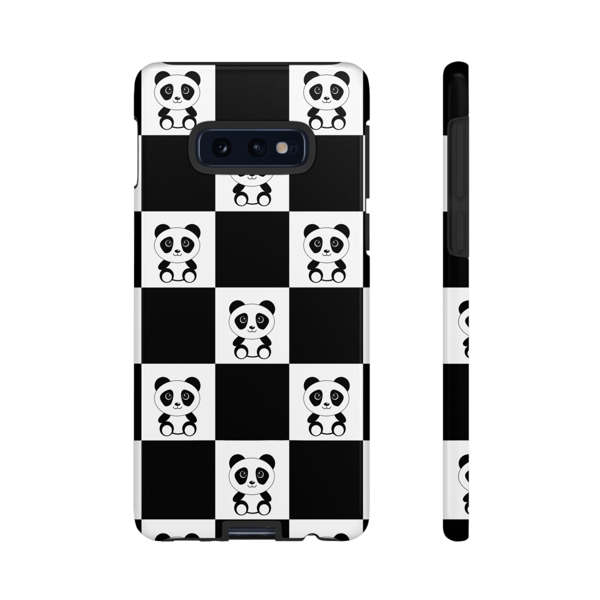Panda Chessboard Tough Cases, Cute Panda Phone Covers, Chess Pattern iPhone Case, Board Games Phone Accessories, Animal Lover Tech