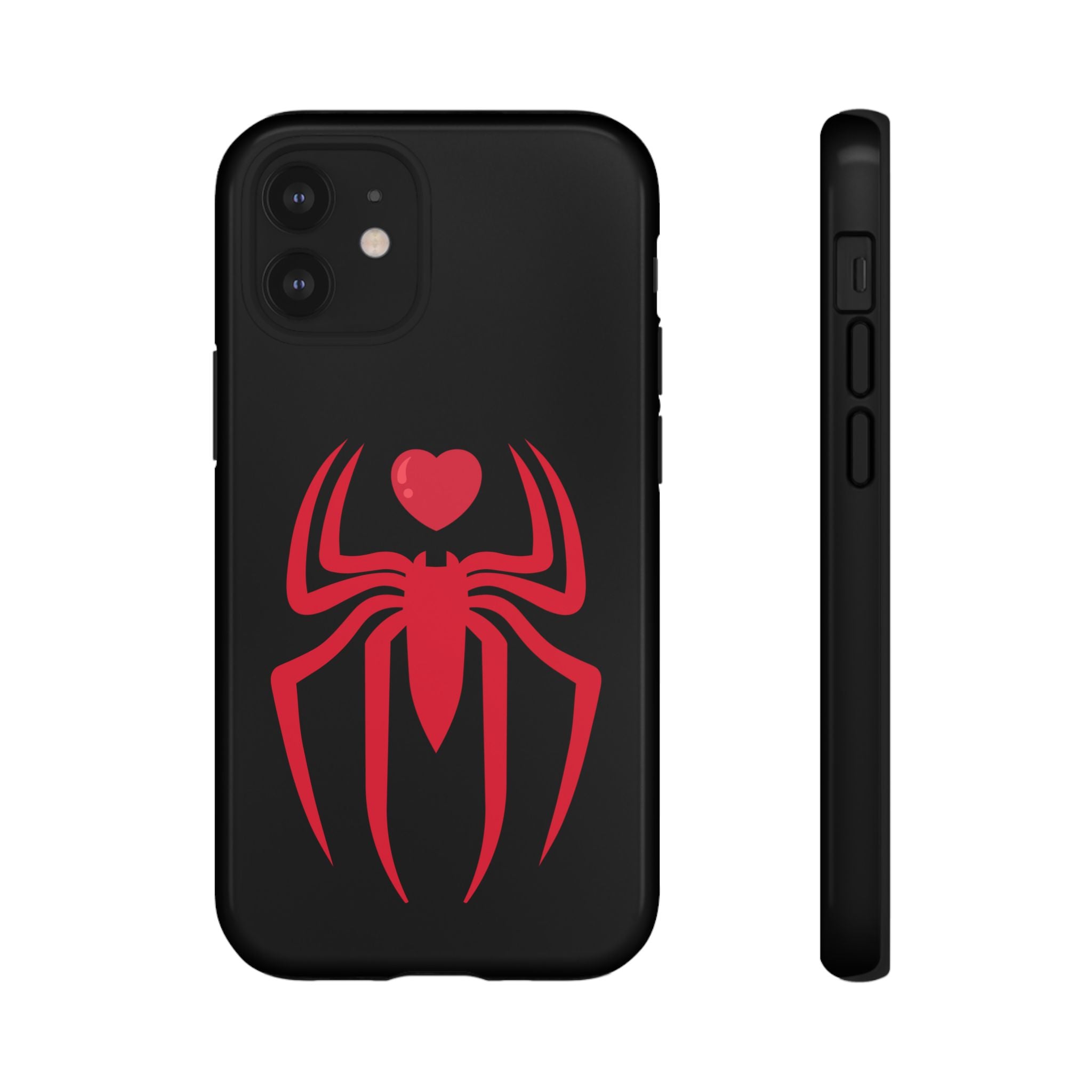 Red Spider Heart Tough iPhone Cases, Spiderweb iPhone Cover, Gothic Phone Accessories, Halloween Gift, Creepy Arachnid iPhone Protectors