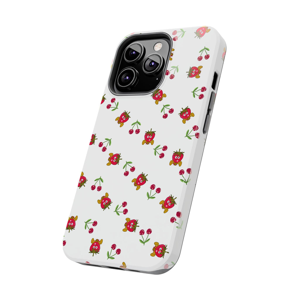 Fruit Patterned Phone Cases, Summer Fruits Phone Covers, Berry Print Tough Cases, Stylish Cell Phone Protectors, Red Fruits Phone