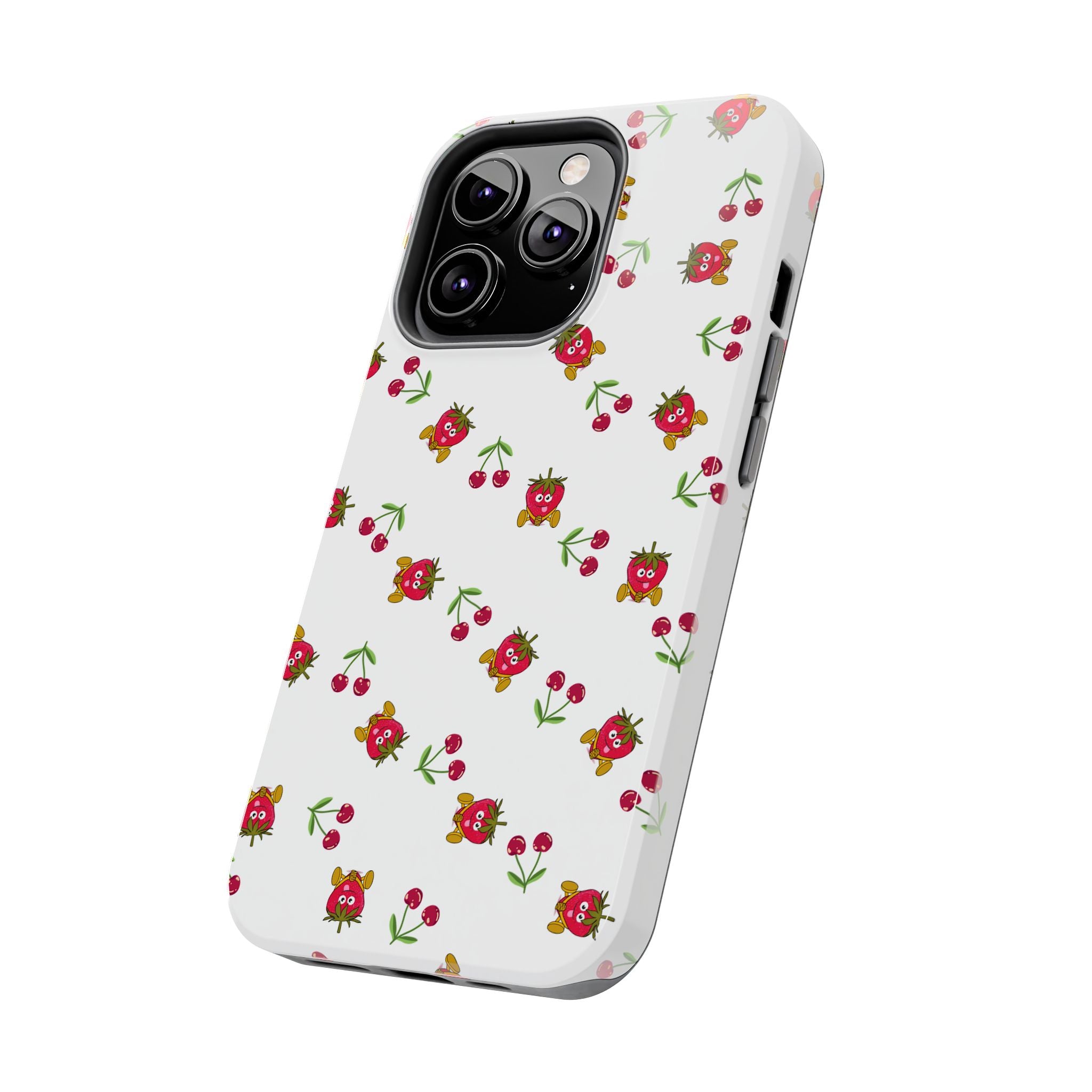 Fruit Patterned Phone Cases, Summer Fruits Phone Covers, Berry Print Tough Cases, Stylish Cell Phone Protectors, Red Fruits Phone
