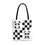 Kawaii Pandas Chessboard Tote Bag