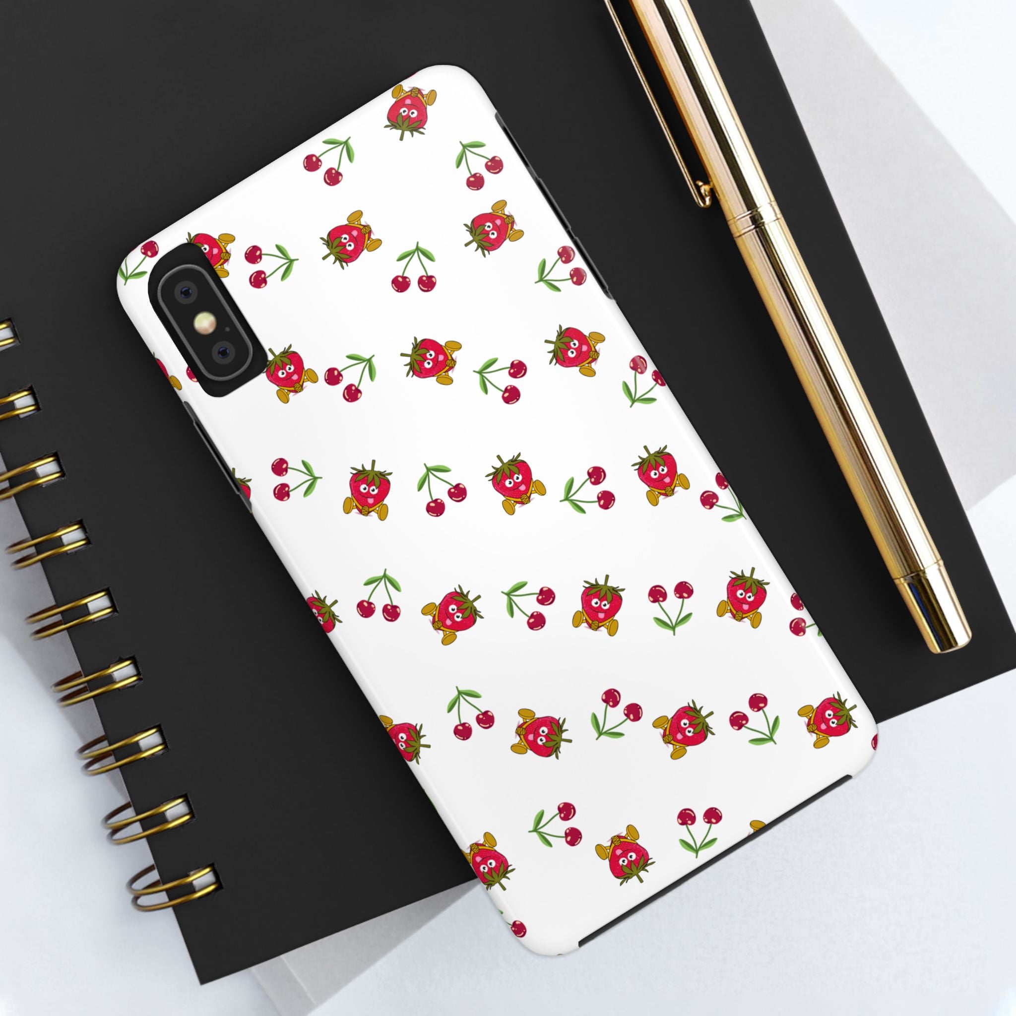 Fruit Patterned Phone Cases, Summer Fruits Phone Covers, Berry Print Tough Cases, Stylish Cell Phone Protectors, Red Fruits Phone