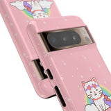 Kawaii Cat Rainbow Tough Cases, Cute Kitty Phone Cover, Protective Phone Case, Adorable Cat Lover Gift, Fun Rainbow Cat Phone Accessories