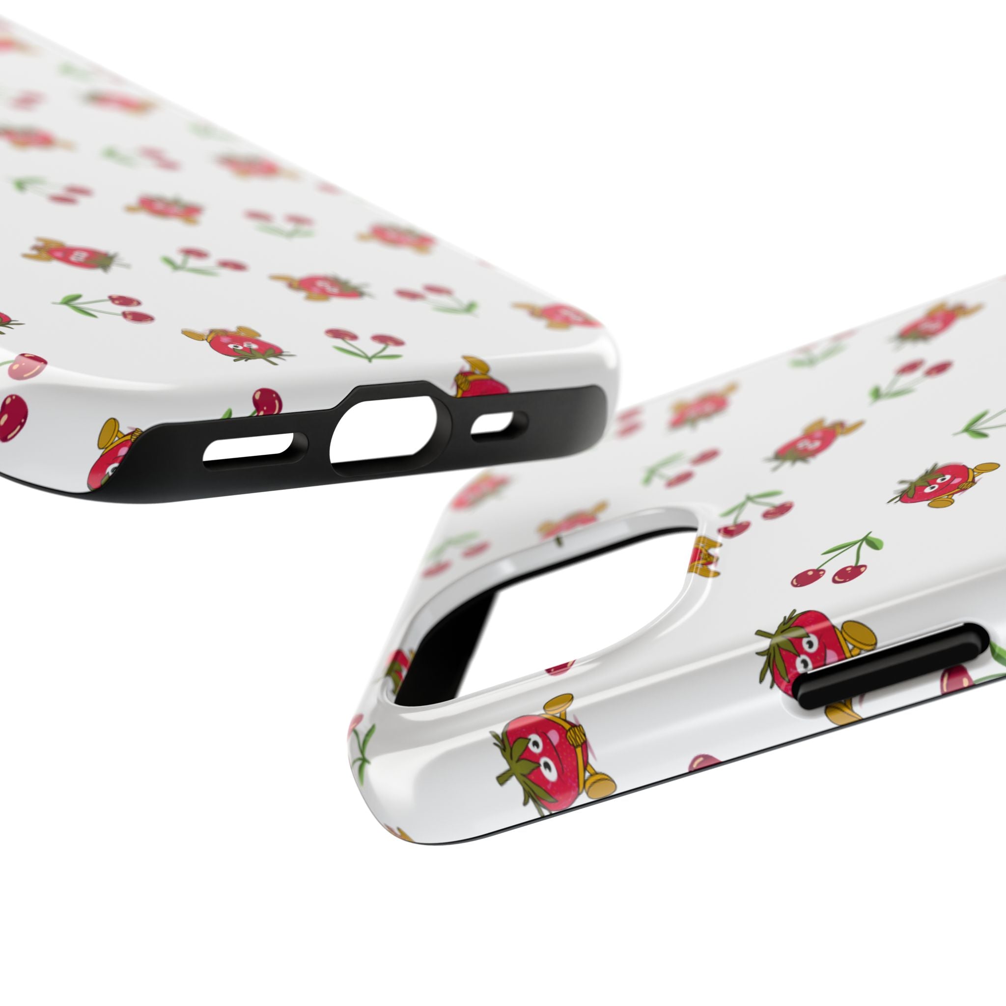 Fruit Patterned Phone Cases, Summer Fruits Phone Covers, Berry Print Tough Cases, Stylish Cell Phone Protectors, Red Fruits Phone