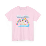 Crazy duck in rainy weather with rainbows and lightning Heavy Cotton Tee