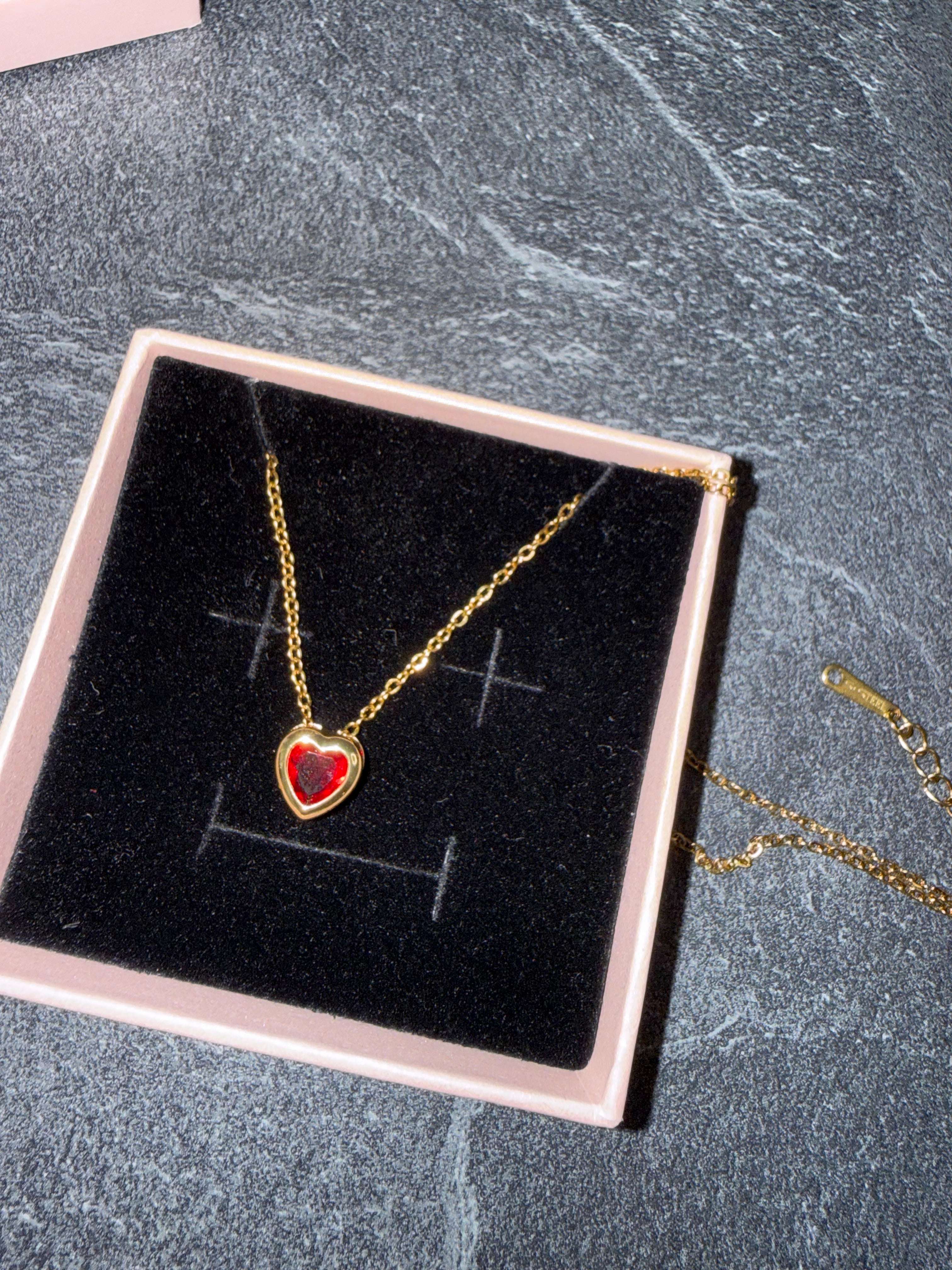 Gold-Tone Heart Pendant Necklace – Cute Stainless Steel Style Jewelry