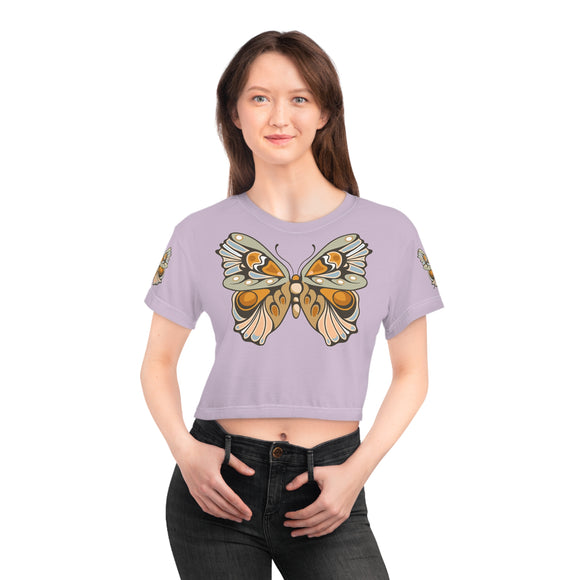 Big Butterfly Crop Tee - Women's Graphic Shirt, Nature Lover Top, Summer Fashion, Short Sleeve Blouse