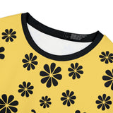 Kawaii Bee Women's Short Sleeve Shirt - Cute Yellow and Black Floral Top - Fun Honeybee T-Shirt