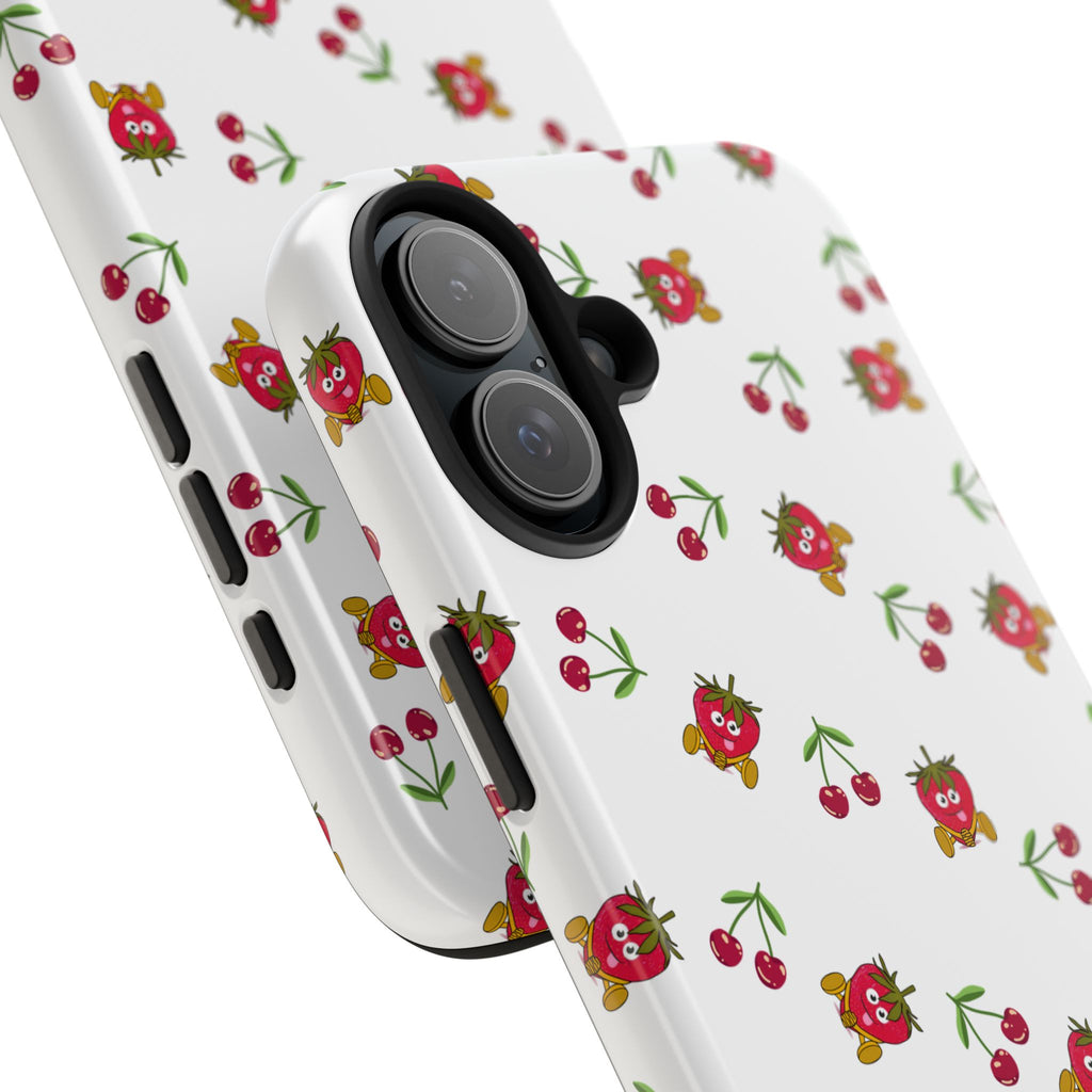 Fruit Patterned Phone Cases, Summer Fruits Phone Covers, Berry Print Tough Cases, Stylish Cell Phone Protectors, Red Fruits Phone