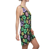 Groovy Bloom Dress Women's Cut & Sew Racerback Dress Floral Print Boho Chic Summer Festival