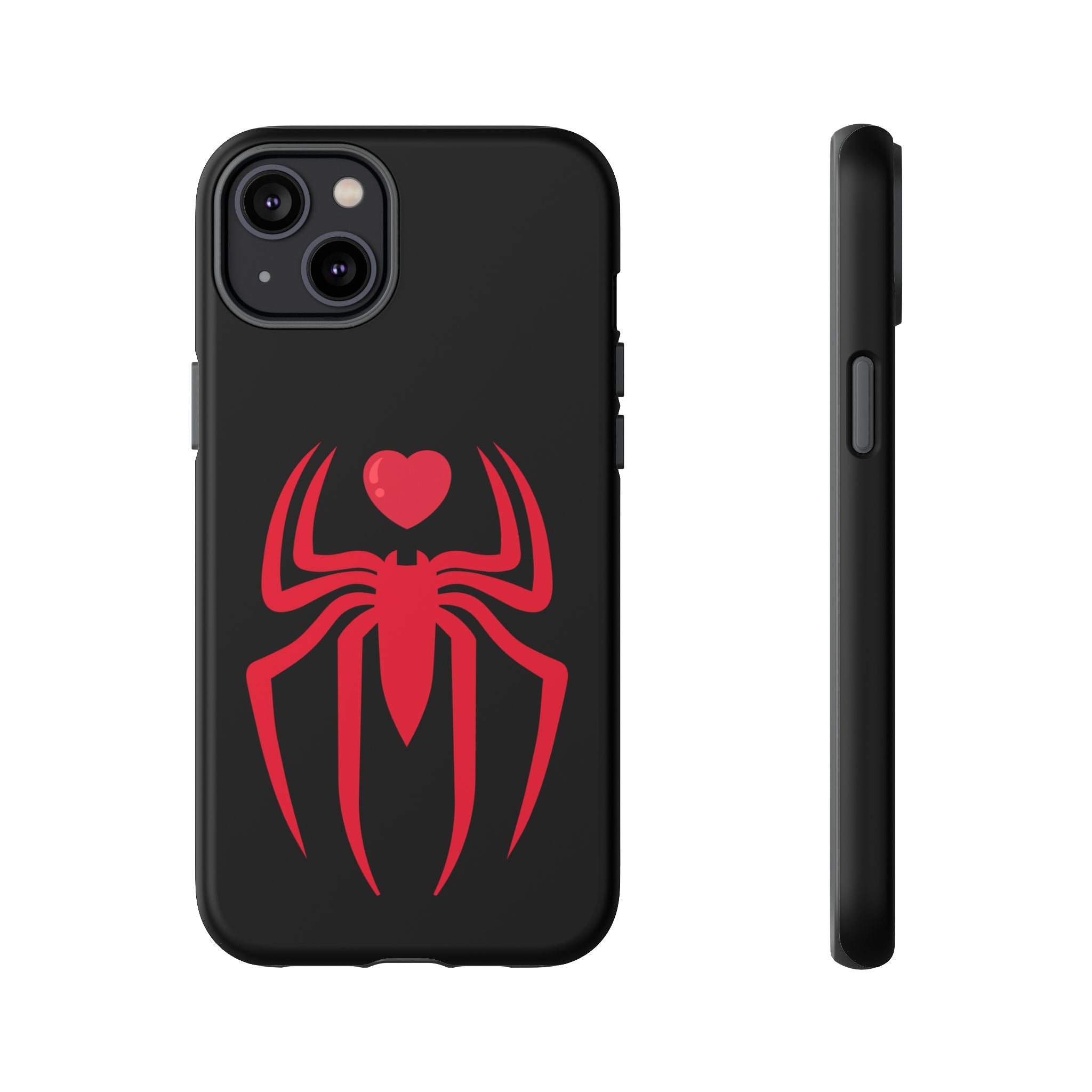 Red Spider Heart Tough iPhone Cases, Spiderweb iPhone Cover, Gothic Phone Accessories, Halloween Gift, Creepy Arachnid iPhone Protectors