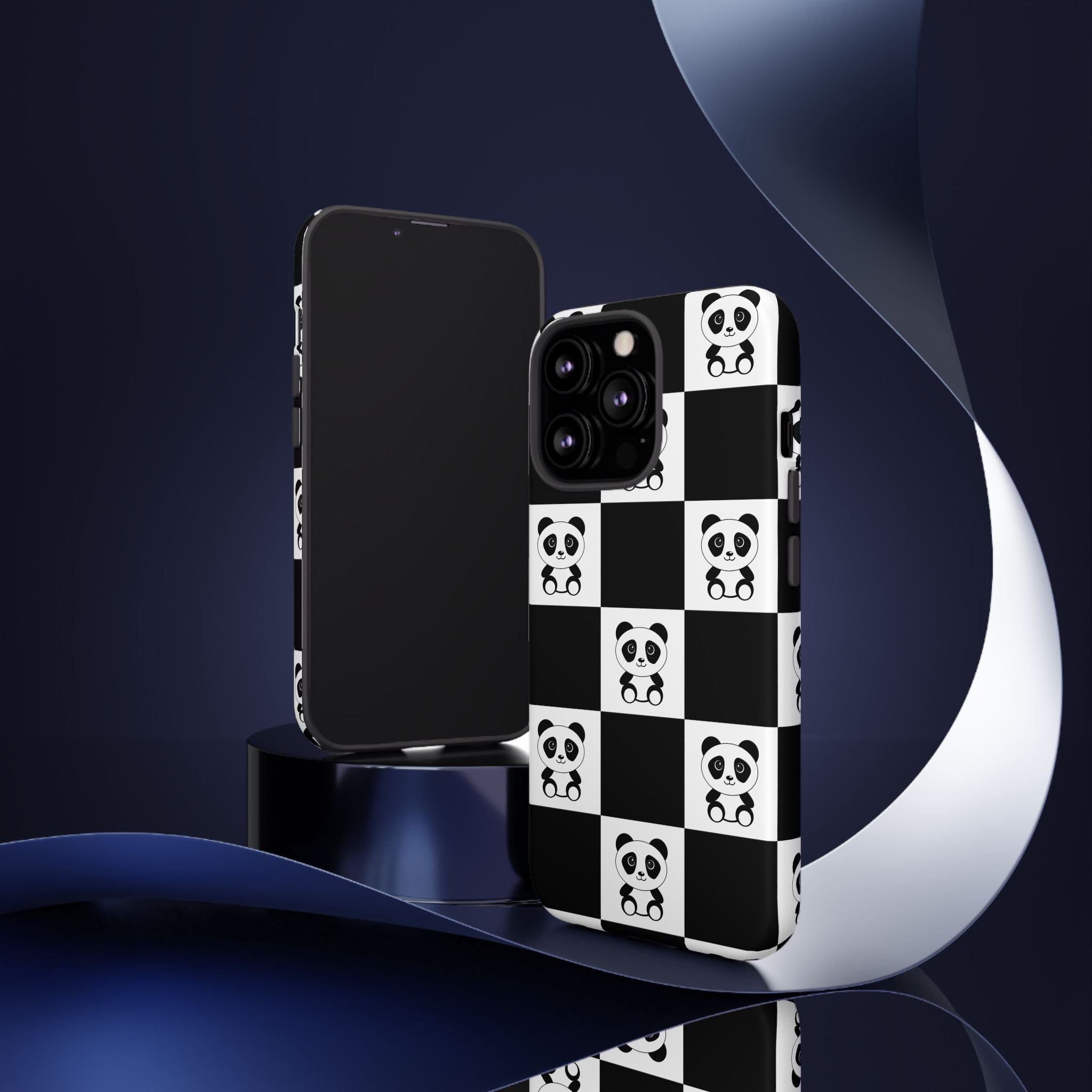 Panda Chessboard Tough Cases, Cute Panda Phone Covers, Chess Pattern iPhone Case, Board Games Phone Accessories, Animal Lover Tech