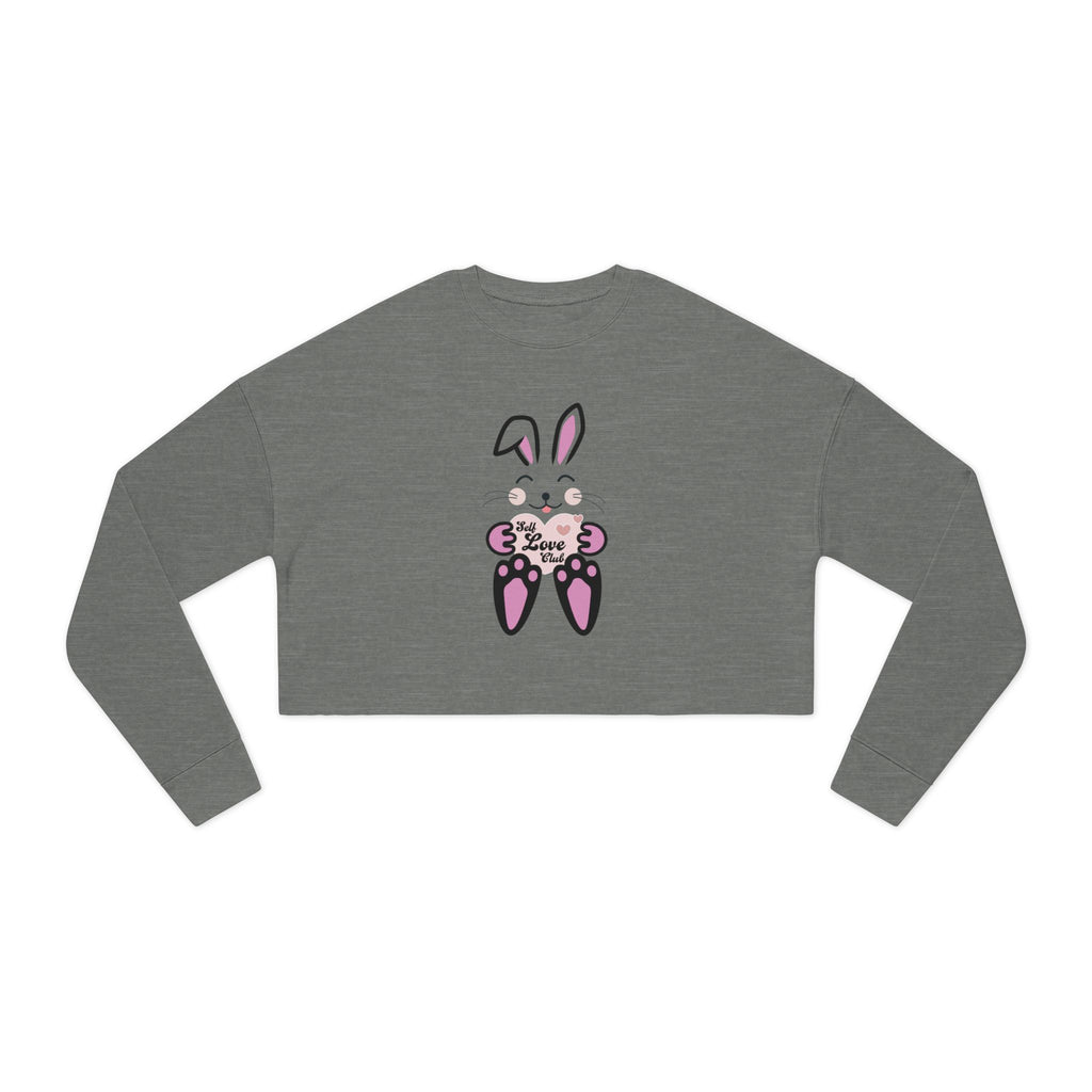 Self Love Club Kawaii Rabbit Face Sweatshirt, Women's Crop Top Jumper, Cute Bunny Pullover, Japanese Style Sweater, Gift for Her