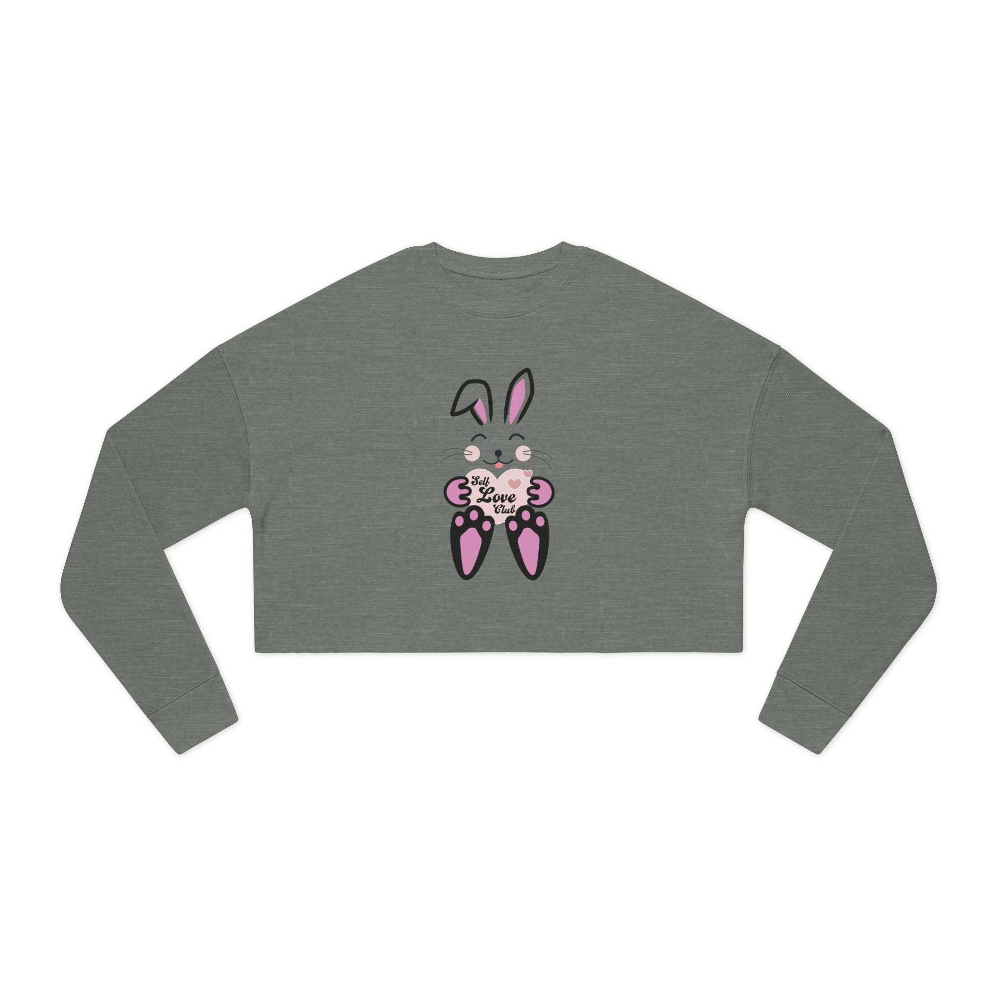 Self Love Club Kawaii Rabbit Face Sweatshirt, Women's Crop Top Jumper, Cute Bunny Pullover, Japanese Style Sweater, Gift for Her