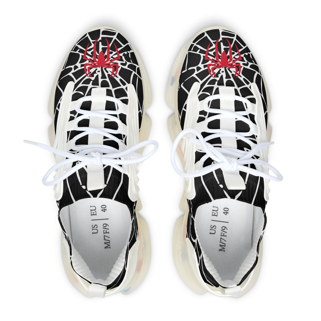 Red and white spiders on a spider's web Mesh Sneakers - Spider Web Women's Sneakers