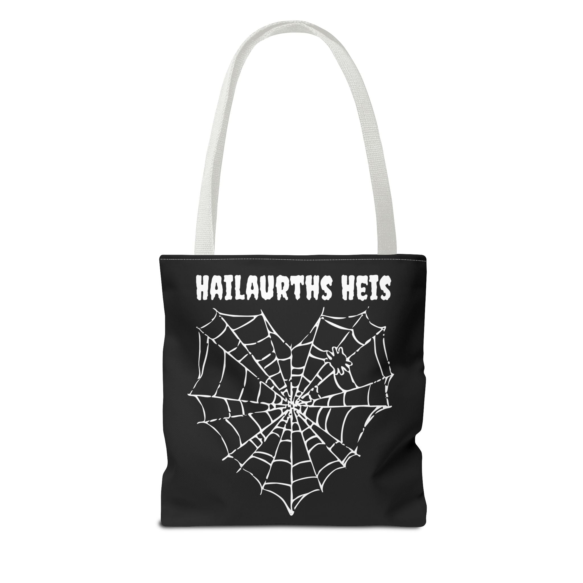 Gothic Spider Web Heart Tote Bag - Creepy Halloween Carryall, Black Widow Arachnid Shoulder Tote, Spooky Goth Shopping Bag, Punk Rock