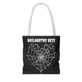 Gothic Spider Web Heart Tote Bag - Creepy Halloween Carryall, Black Widow Arachnid Shoulder Tote, Spooky Goth Shopping Bag, Punk Rock