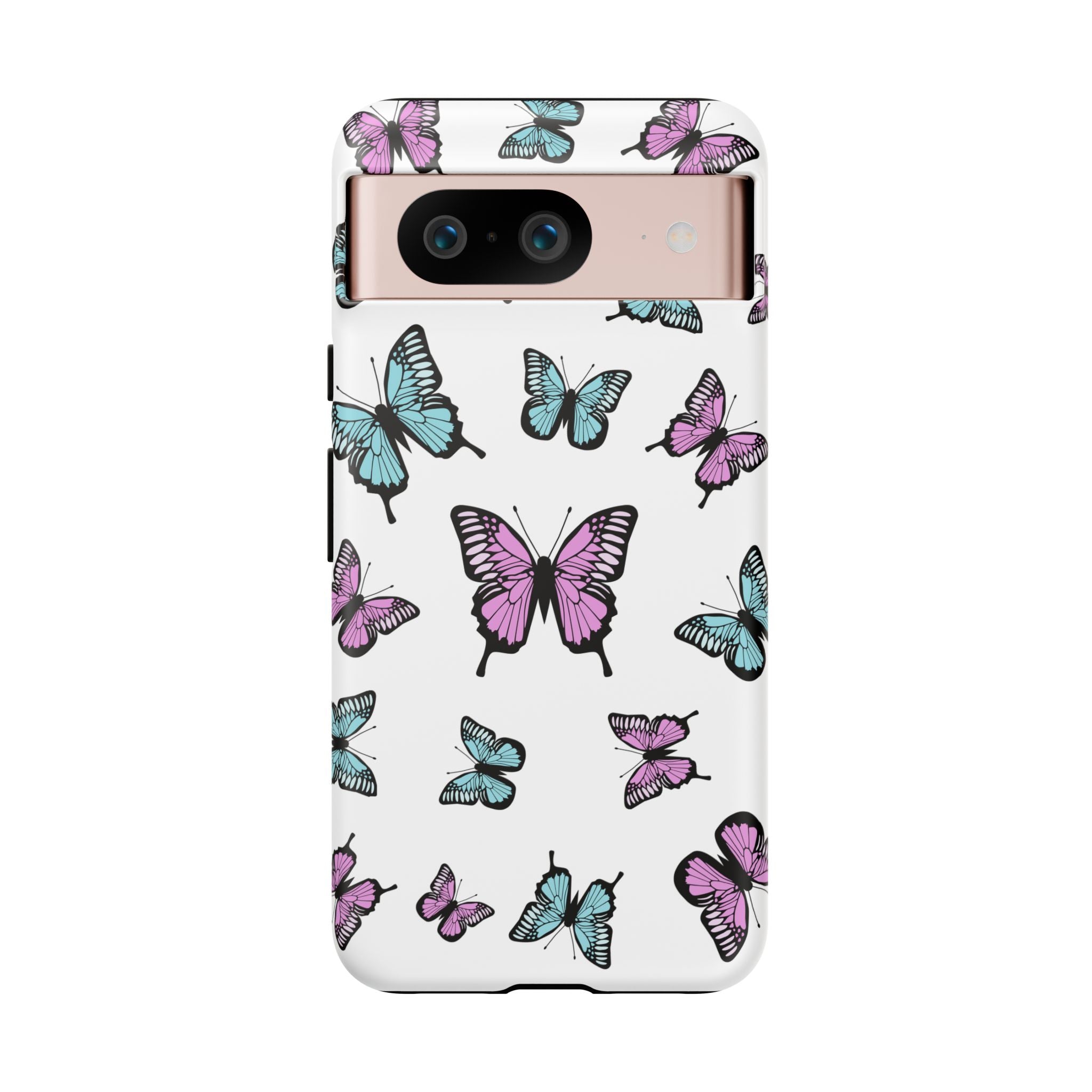 Butterfly Pattern White Background Phone Cases, Protective Cover, Strong Cases, Impact Resistant, Floral Design, Unique Gifts