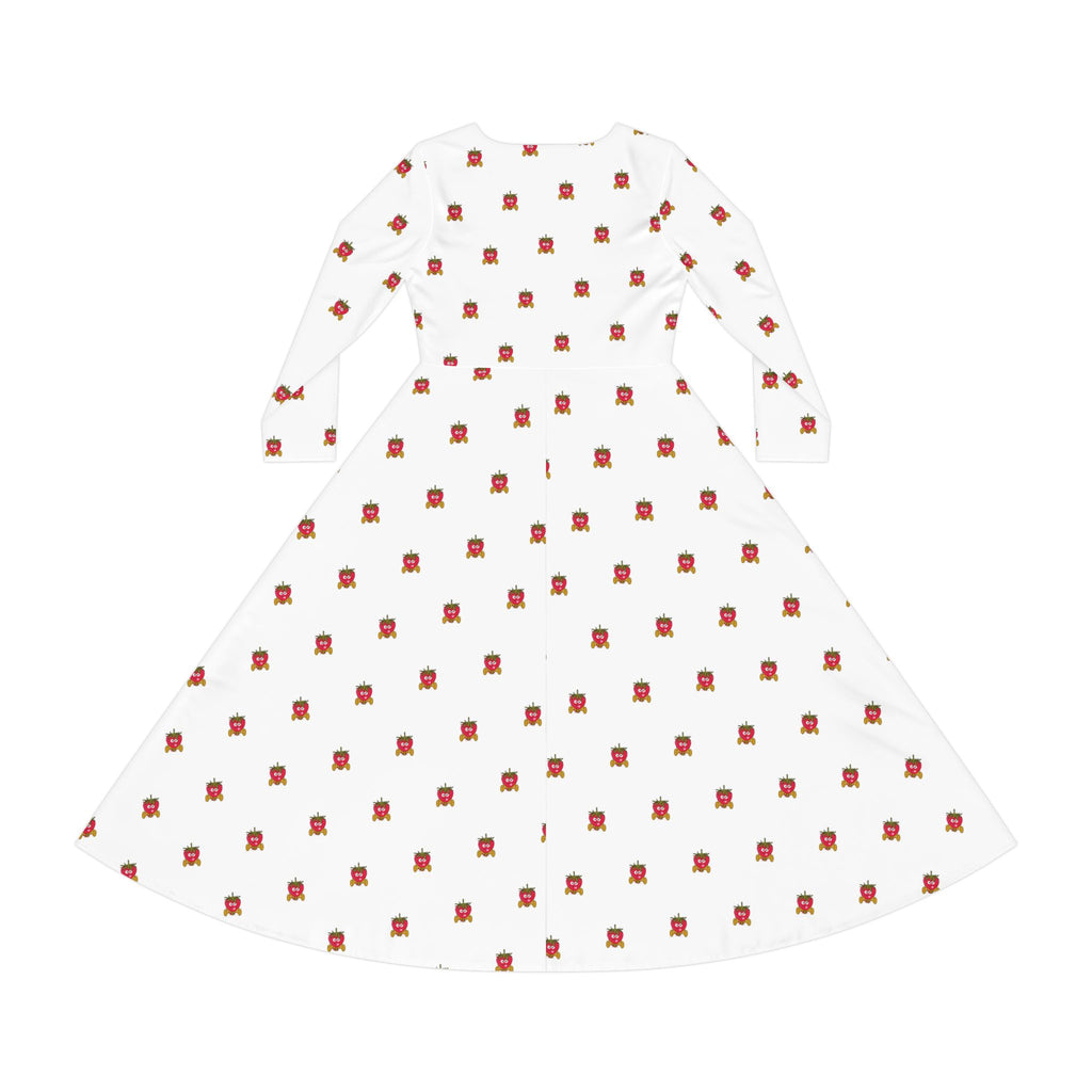 Strawberry Dance Dress, Cute Fruit Pattern Dance Costume, Women's Long Sleeve Dance Outfit, Red Berry Ballet Dress, Dancewear for Girls