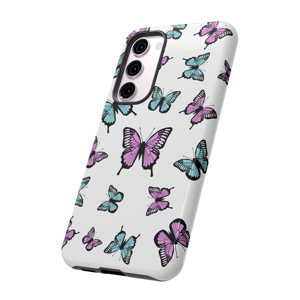 Butterfly Pattern White Background Phone Cases, Protective Cover, Strong Cases, Impact Resistant, Floral Design, Unique Gifts