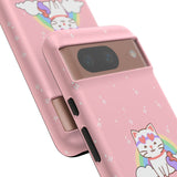 Kawaii Cat Rainbow Tough Cases, Cute Kitty Phone Cover, Protective Phone Case, Adorable Cat Lover Gift, Fun Rainbow Cat Phone Accessories