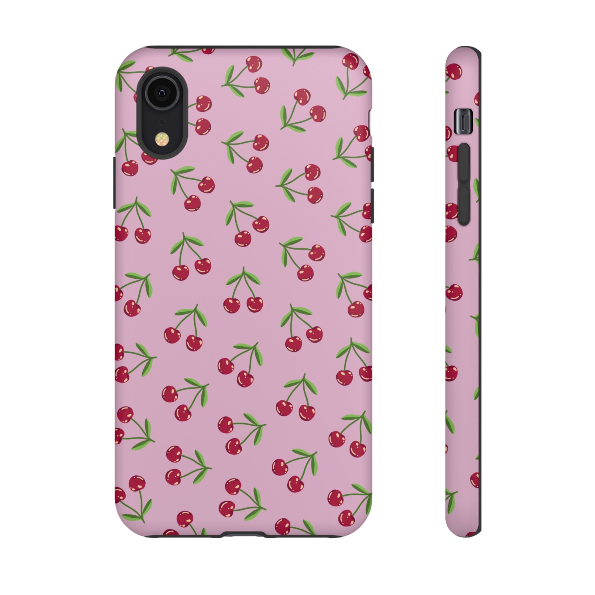 iPhone Cherry Pattern Phone Cases, Floral Tough Cover, Protective Smartphone Shell, Hard Case Gift for Her, Pretty Device Accessories