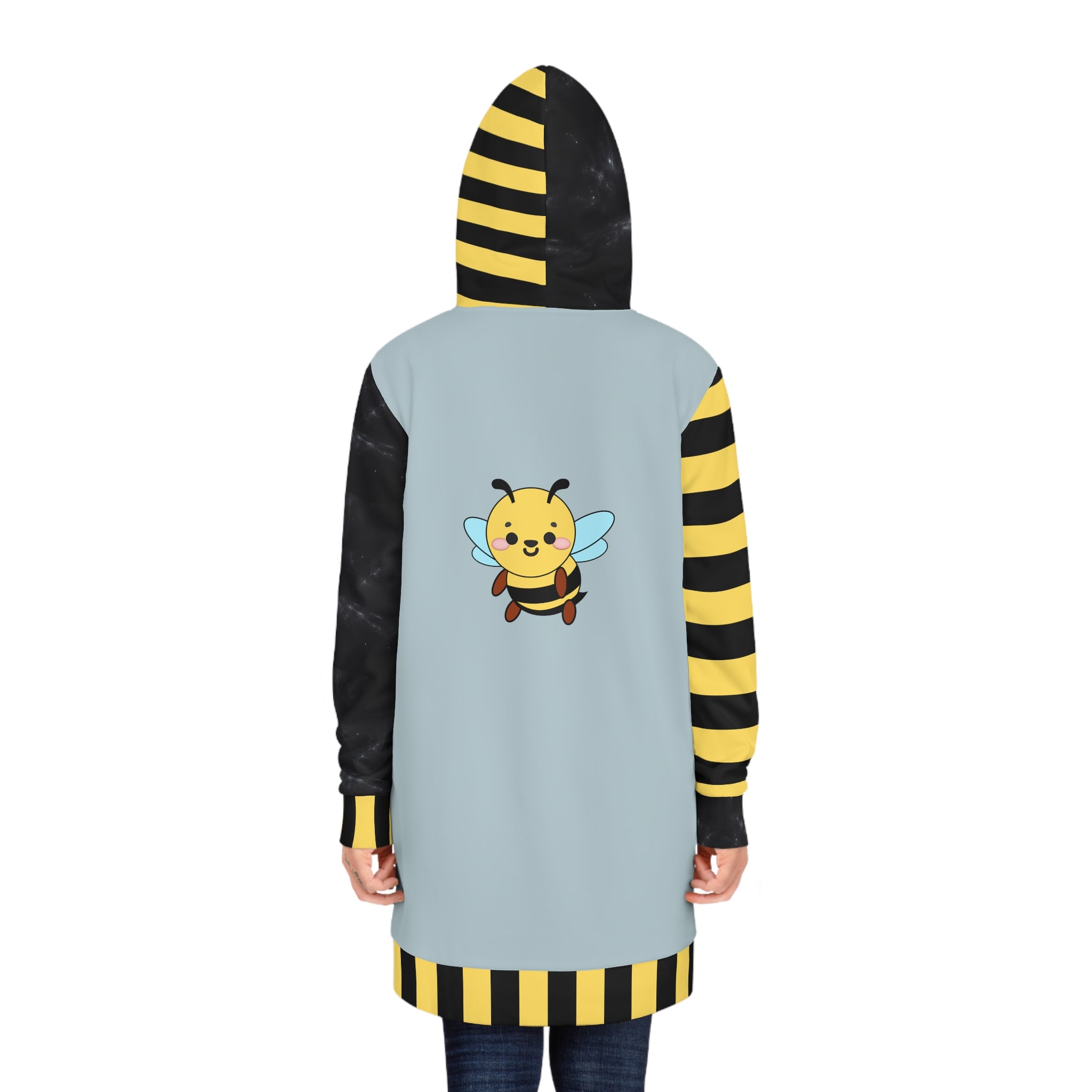 Kawaii Bee Cool Women's Hoodie Dress - Cute Animal Print Sweatshirt Tunic, Fun Winter Fashion, Gift for Her, Trendy Lounge Wear, Comfy