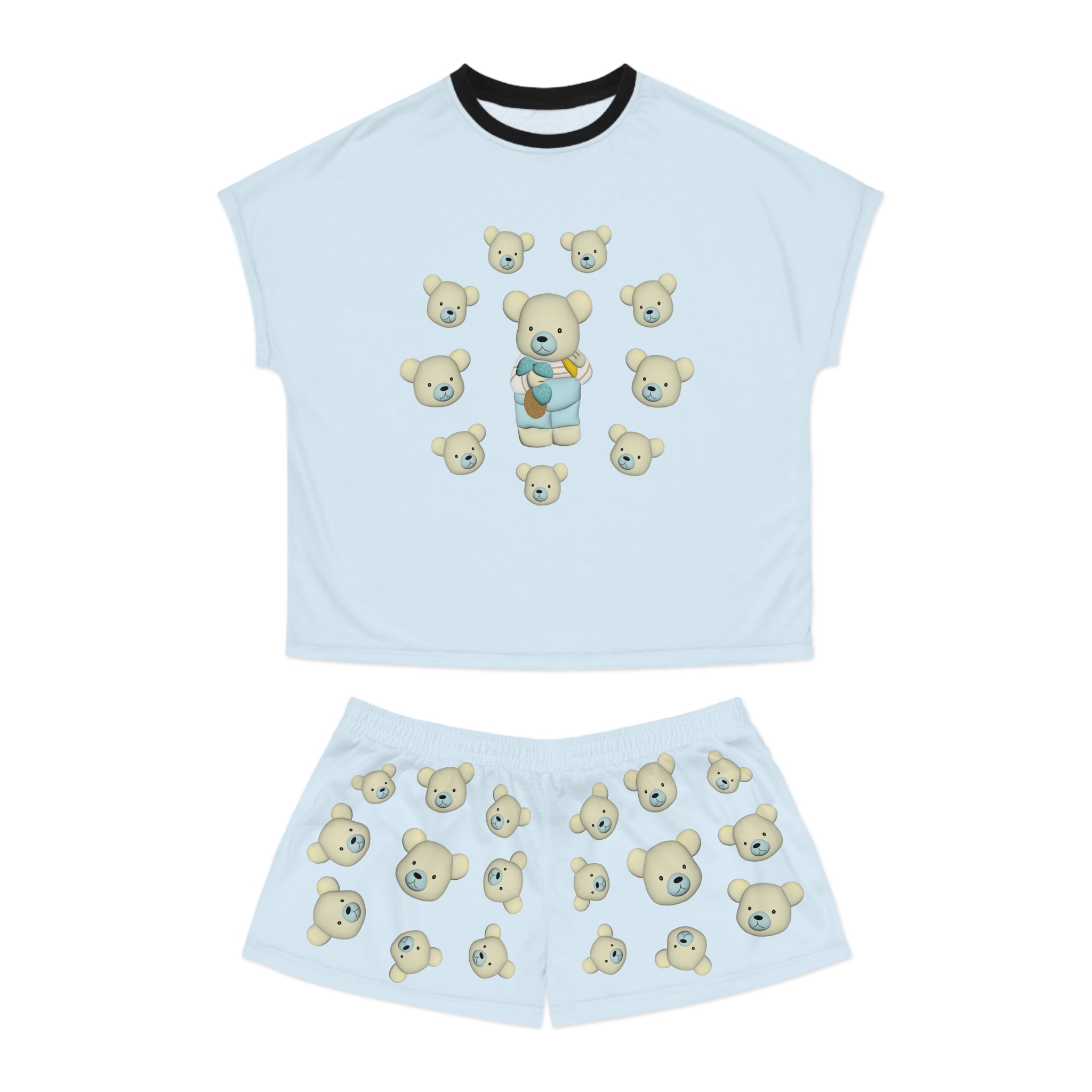 Bear Garden Women's Pajama Set, Cute Bear Print Shorts and Top, Cozy Sleepwear, Matching PJ Set, Woodland Animal Design