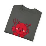 Kawaii Devil Shirt, Cute Demon Garment-Dyed T-shirt, Pastel Grunge Top, Harajuku Inspired Clothing
