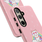 Kawaii Cat Rainbow Tough Cases, Cute Kitty Phone Cover, Protective Phone Case, Adorable Cat Lover Gift, Fun Rainbow Cat Phone Accessories