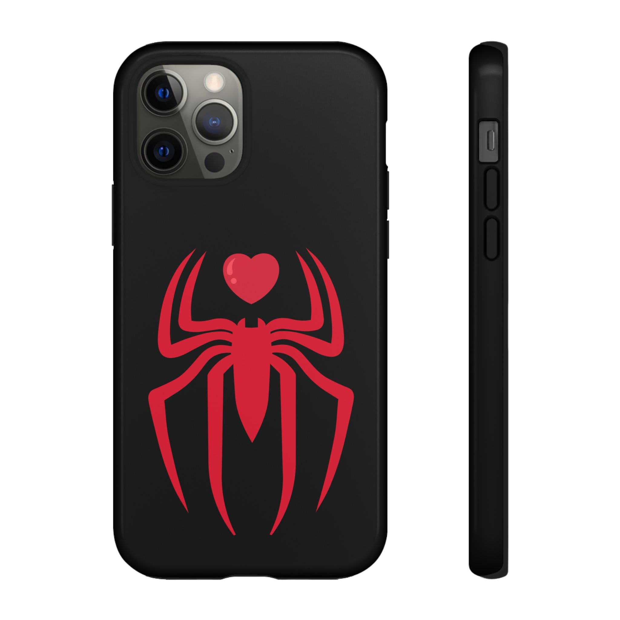 Red Spider Heart Tough iPhone Cases, Spiderweb iPhone Cover, Gothic Phone Accessories, Halloween Gift, Creepy Arachnid iPhone Protectors
