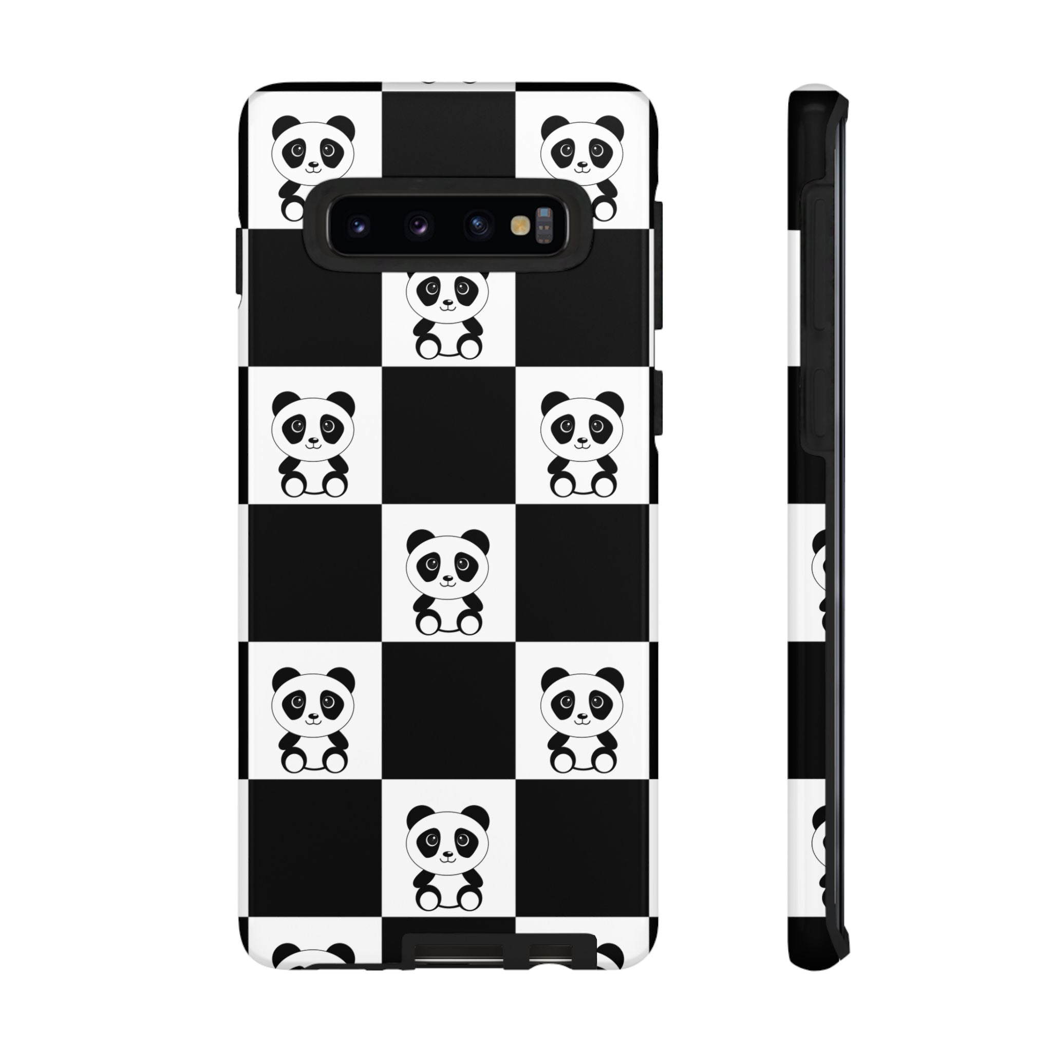 Panda Chessboard Tough Cases, Cute Panda Phone Covers, Chess Pattern iPhone Case, Board Games Phone Accessories, Animal Lover Tech