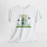 Garden Bear with Butterflies T-Shirt, Cute Bear Shirt, Nature Lover Tee, Botanical Garden Top, Wildlife Animal Unisex Tee