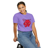 Kawaii Devil Shirt, Cute Demon Garment-Dyed T-shirt, Pastel Grunge Top, Harajuku Inspired Clothing