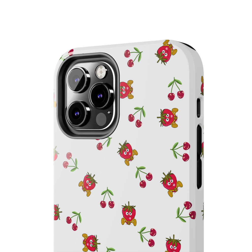 Fruit Patterned Phone Cases, Summer Fruits Phone Covers, Berry Print Tough Cases, Stylish Cell Phone Protectors, Red Fruits Phone