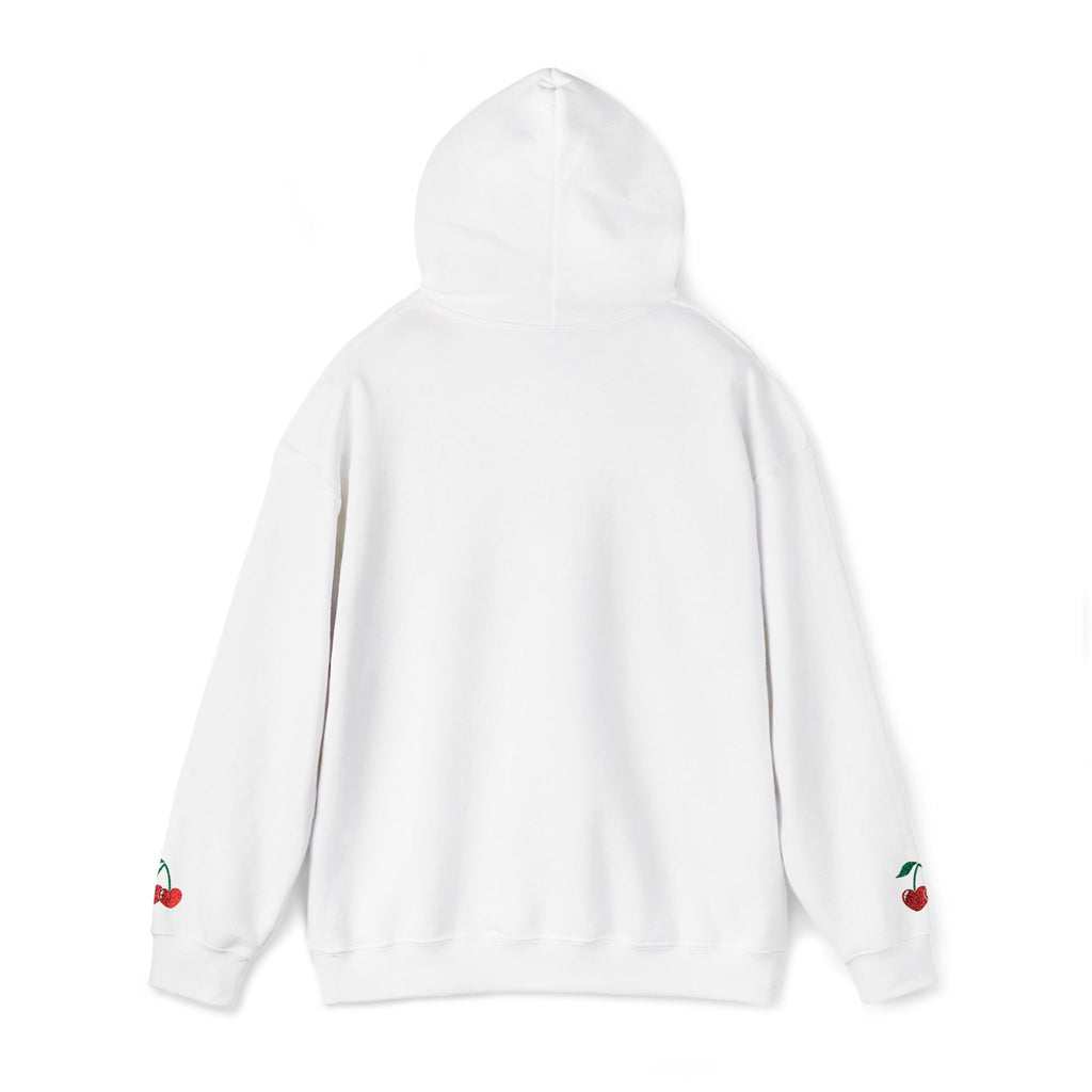 Cherry Heart Embroidered Hoodie — Heart Cherry Graphic Hooded Sweatshirt