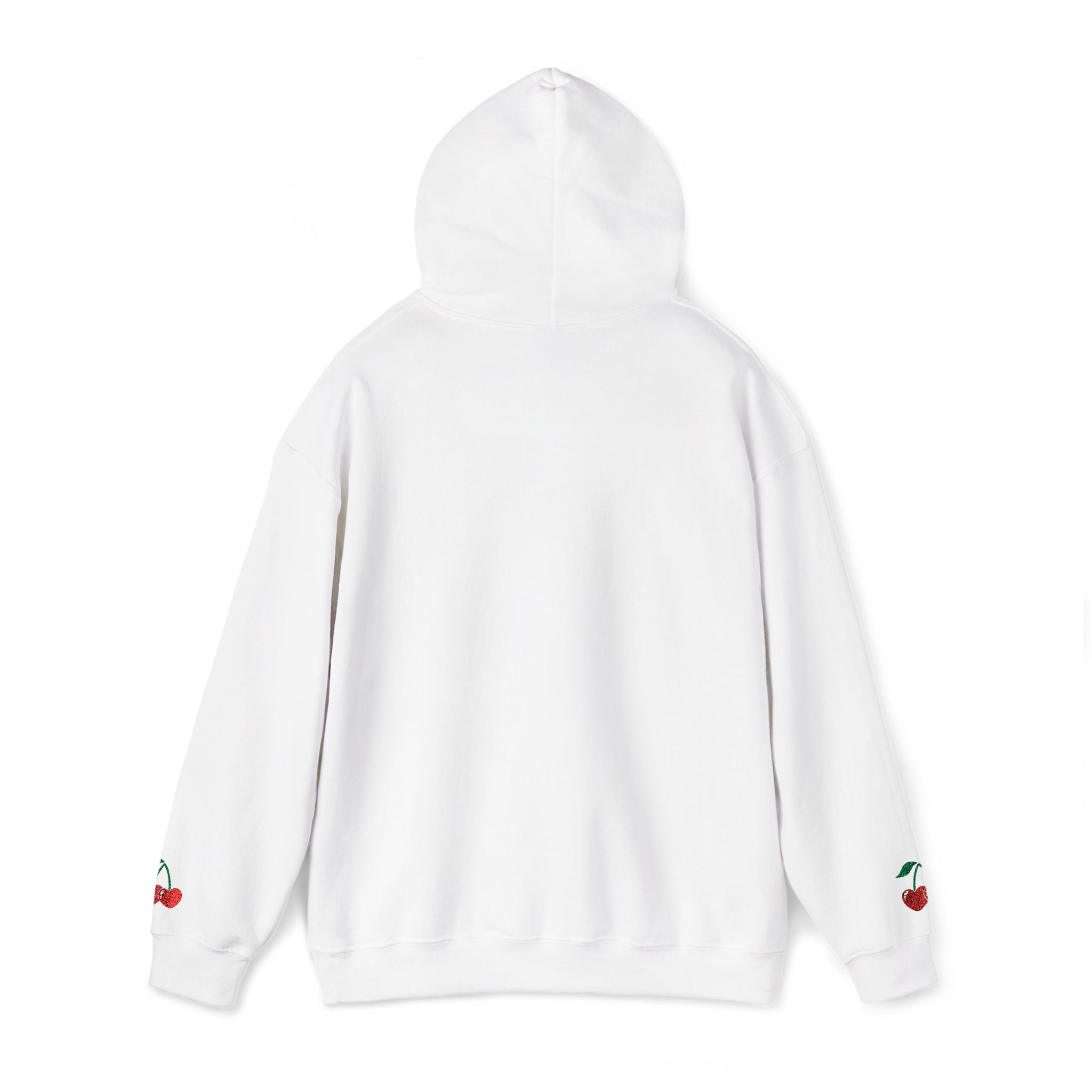 Cherry Heart Embroidered Hoodie — Heart Cherry Graphic Hooded Sweatshirt