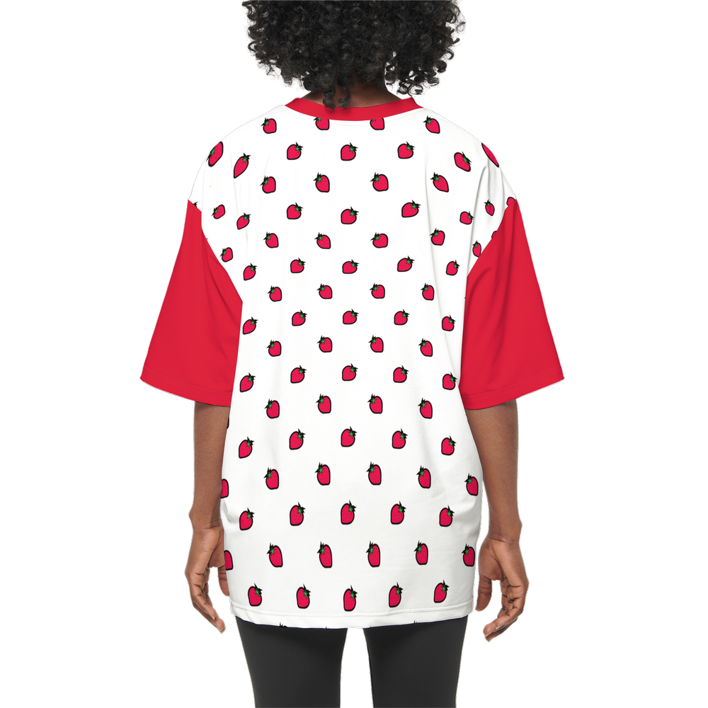 Cute Strawberry Oversized Short-Sleeve T-Shirt-Heavyweight 225g