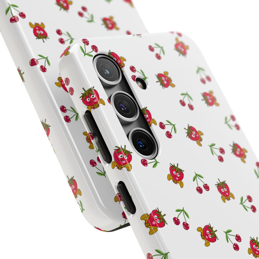 Fruit Patterned Phone Cases, Summer Fruits Phone Covers, Berry Print Tough Cases, Stylish Cell Phone Protectors, Red Fruits Phone