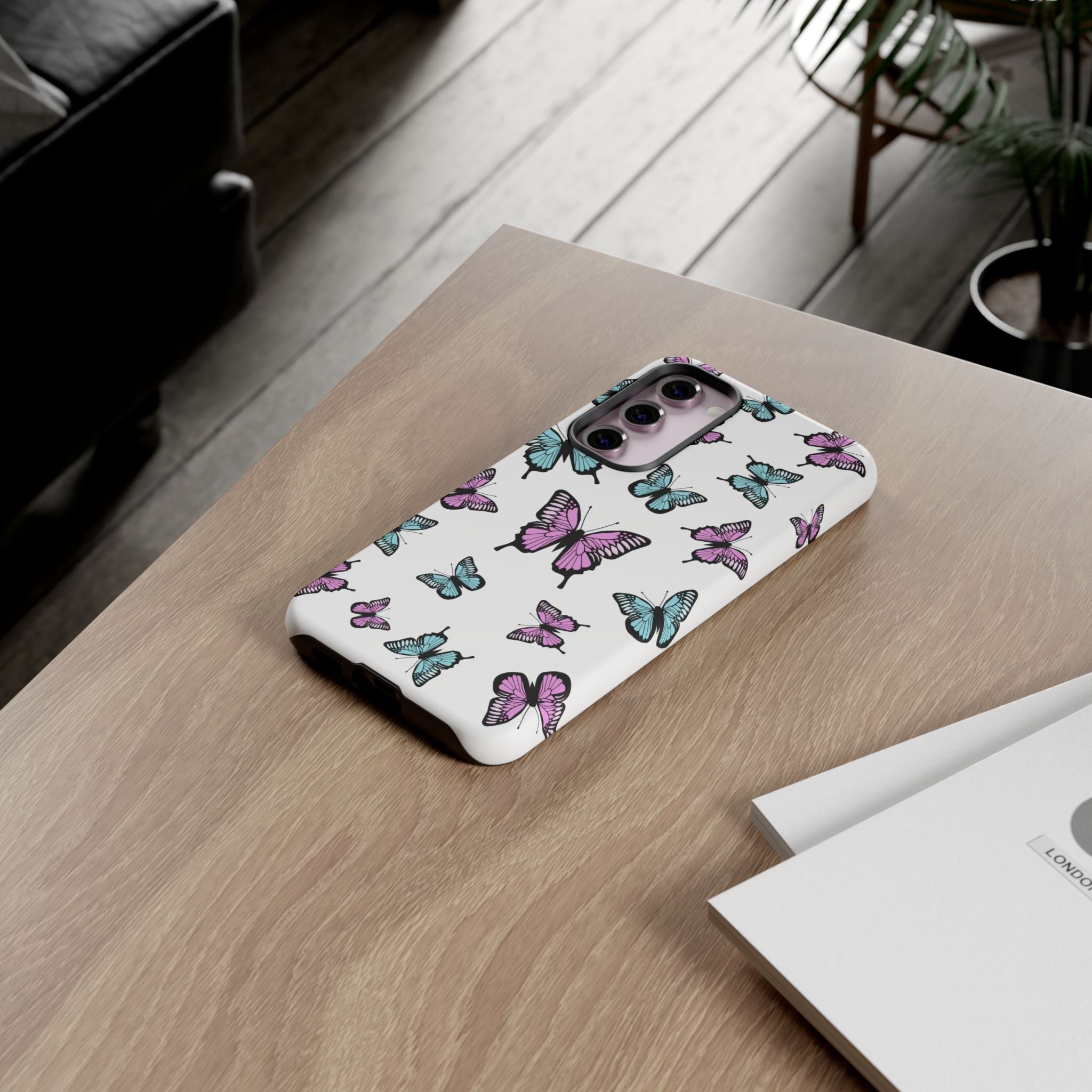 Butterfly Pattern White Background Phone Cases, Protective Cover, Strong Cases, Impact Resistant, Floral Design, Unique Gifts