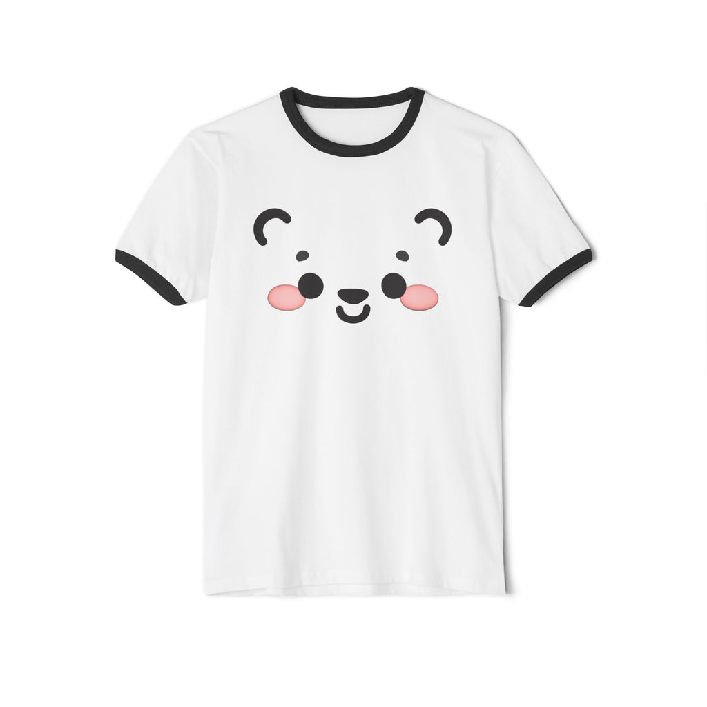 Kawaii Bear Face Cotton Ringer T-Shirt | Blush Bear Ringer Tee